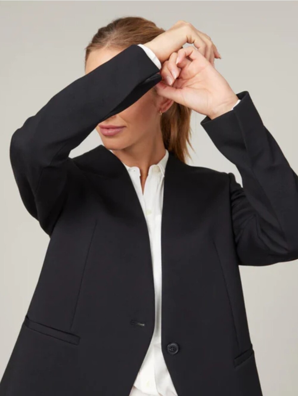 Spanx Perfect Collarless Blazer Black Size Large NWT - Picture 3 of 10